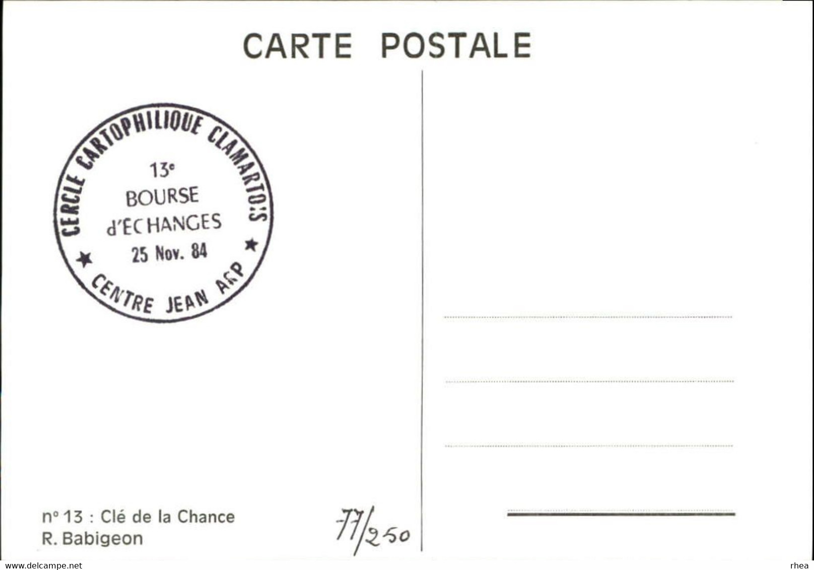 SALONS DE COLLECTIONS - Bourse D'échanges - Salon De Cartes Postales - Clarmart - Dessin De Babigeon - 1984 - Bourses & Salons De Collections