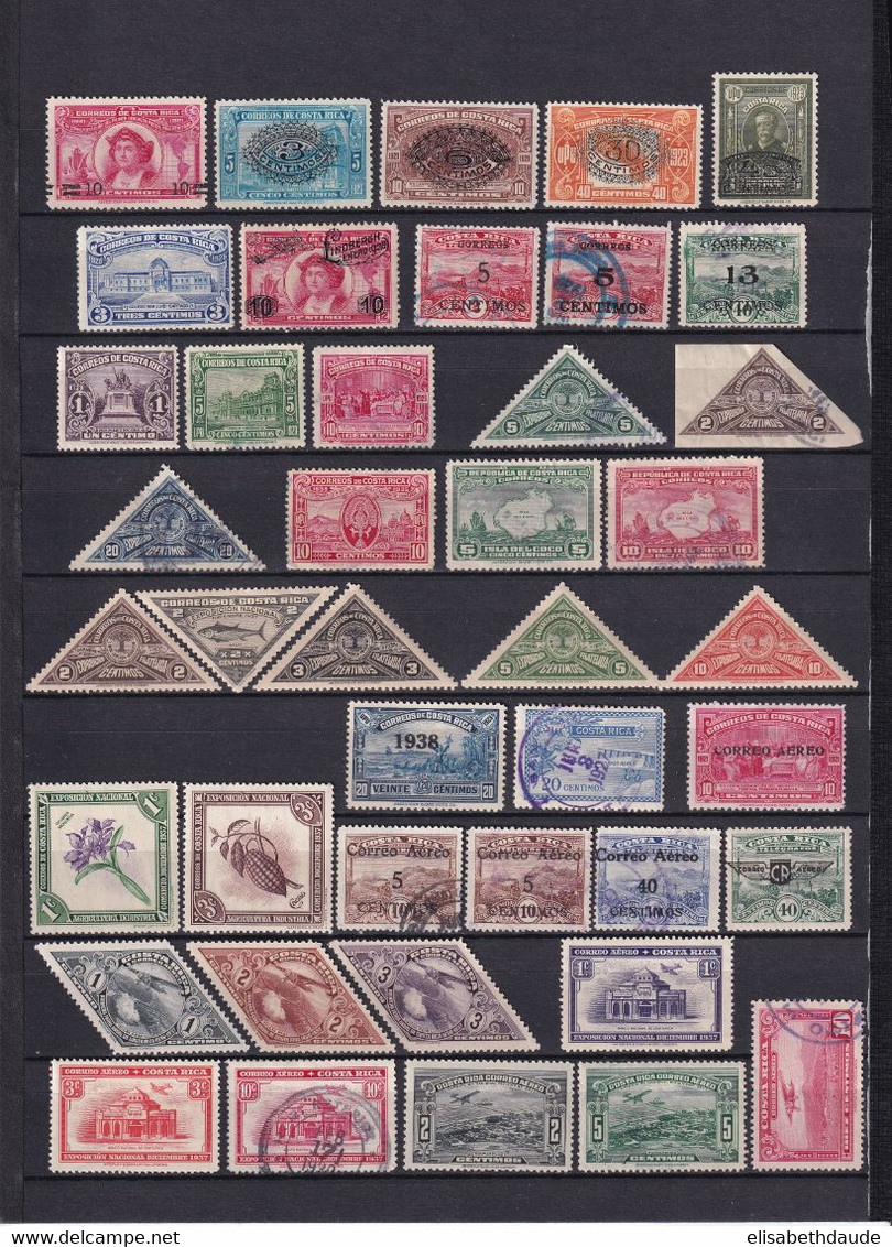 COSTA RICA - 1883/1938 - COLLECTION Sur 3 PAGES Avec POSTE AERIENNE + SERVICE + TAXE ! - Costa Rica