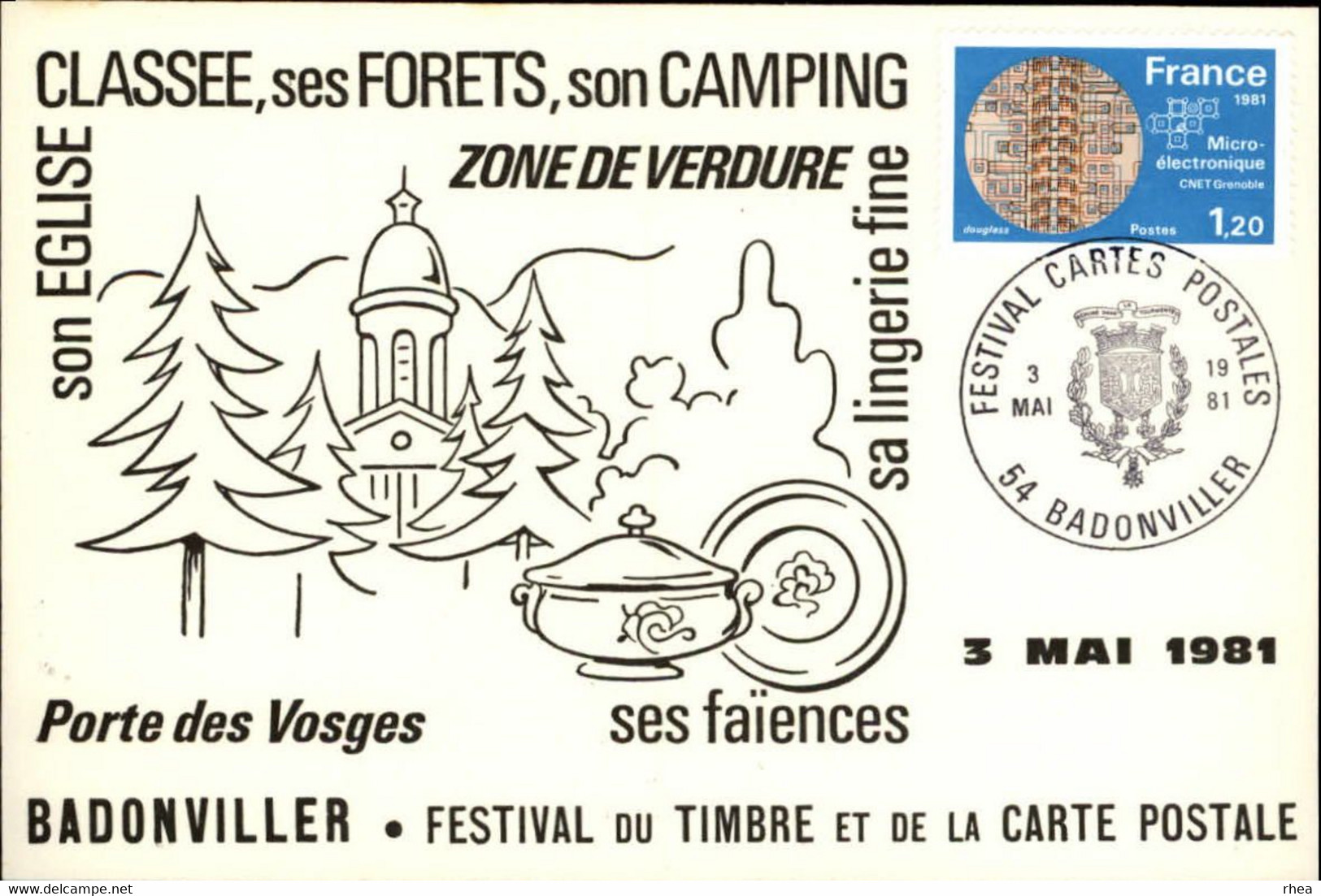 SALONS DE COLLECTIONS - 2 Cartes - Salon De Cartes Postales Et Timbres - BADONVILLER - 1981 Et 1984 - Bourses & Salons De Collections