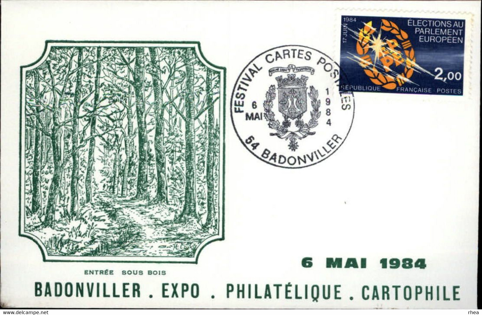 SALONS DE COLLECTIONS - 2 Cartes - Salon De Cartes Postales Et Timbres - BADONVILLER - 1981 Et 1984 - Bourses & Salons De Collections