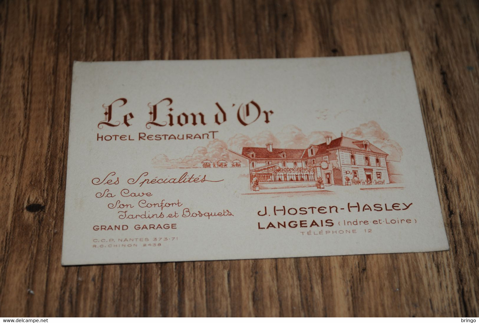 FRANCE, LANGEAIS, J. HOSTEN-HASLEY,  HOTEL RESTAURANT LE LION D'OR  / CARTE DE VISITE - Langeais