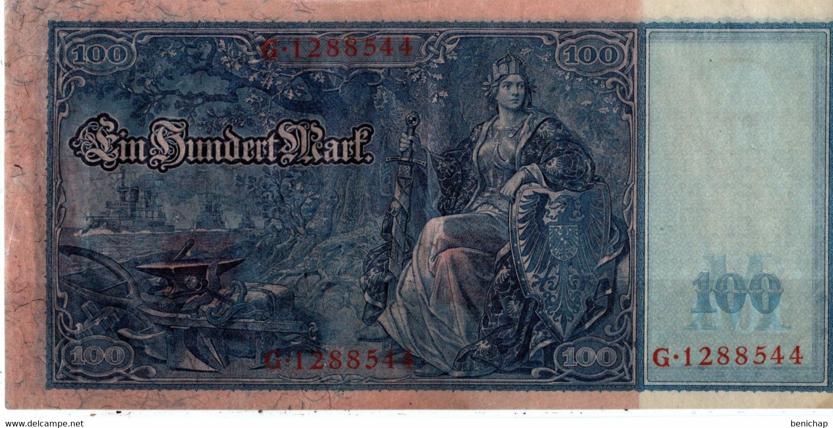 Banknote Reichsbanknote 100 Mark - Berlin - April  1910 - ROT -  Deutschland Germany. - 100 Mark