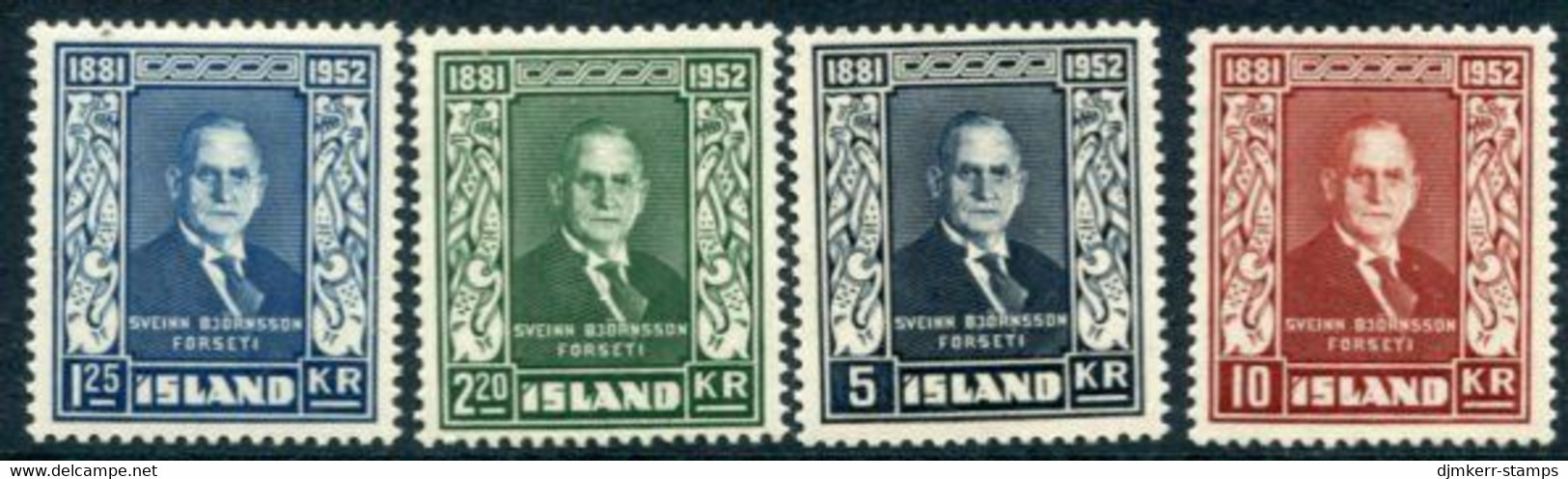 ICELAND 1952  Death Of  Björnsson Set  MNH / **.  Michel 281-84 - Unused Stamps
