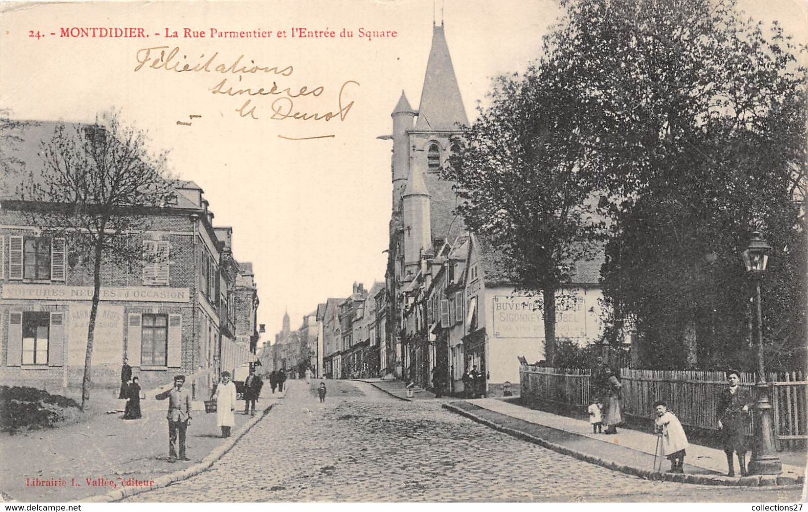 80-MONTDIDIER- LA RUE PARMENTIER ET L'ENTREE DU SQUARE - Montdidier