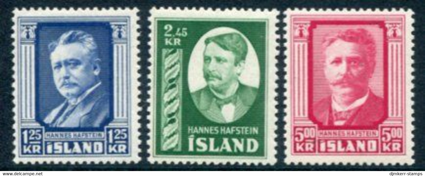 ICELAND 1954 Hafstein Anniversary Set MNH/**.  Michel 293-95 - Nuevos