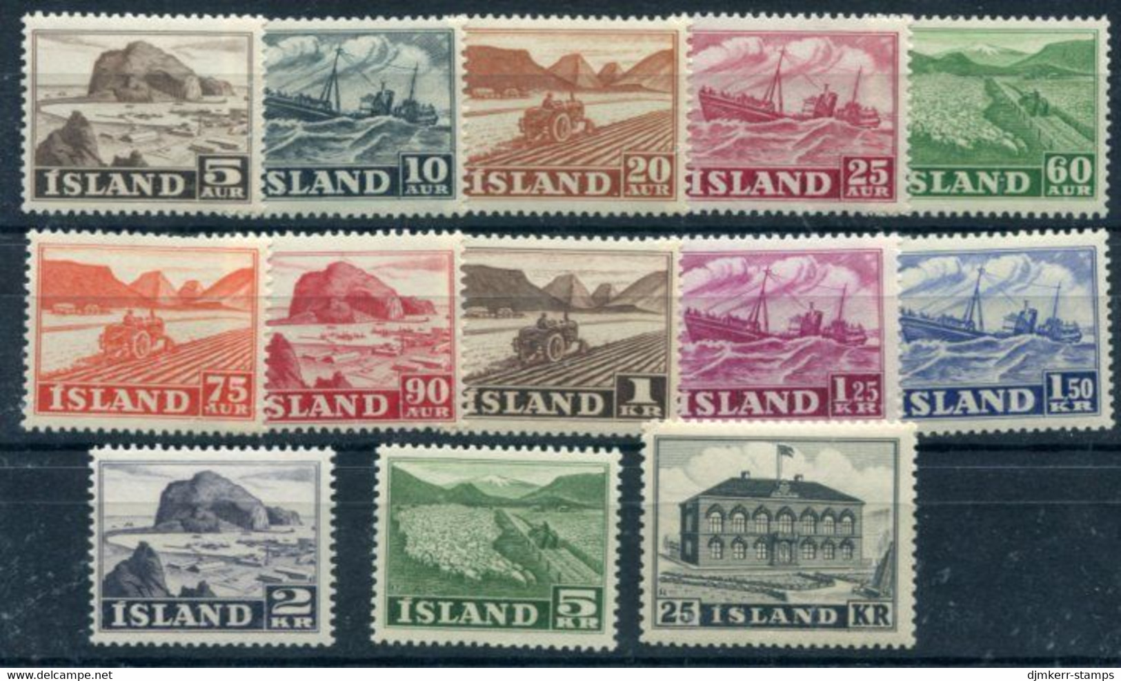 ICELAND 1950-54 Definitive Set MNH/**.  Michel 263-70, 275-77, 296-97 - Nuevos