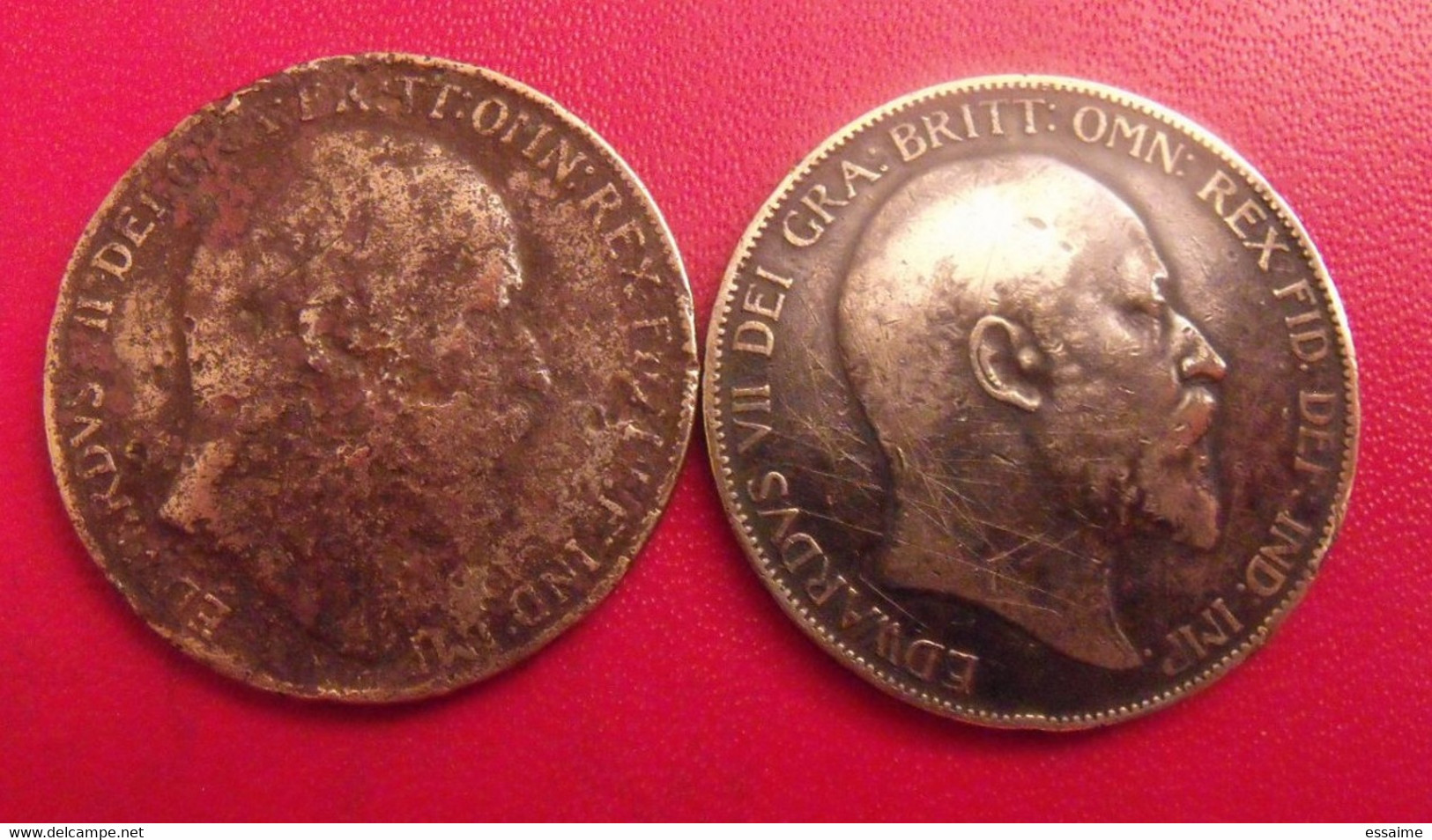 Grande-Bretagne.  Lot De 2 Pièces De 1 One Penny 1904 Et 1910. Edouard VII. Edward - Otros & Sin Clasificación
