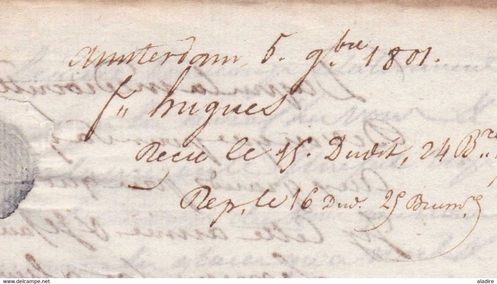 1802 -  Lettre Pliée Avec Corresp En Français De 3 Pages D'Amsterdam, République Batave Vers Bordeaux, France - ...-1852 Prephilately