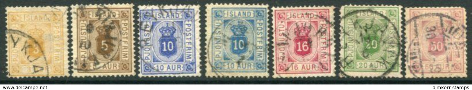 ICELAND 1876-95 Official Set With Both Shades Of 10 Aur. Used.  Michel Dienst 3A-8A - Dienstzegels