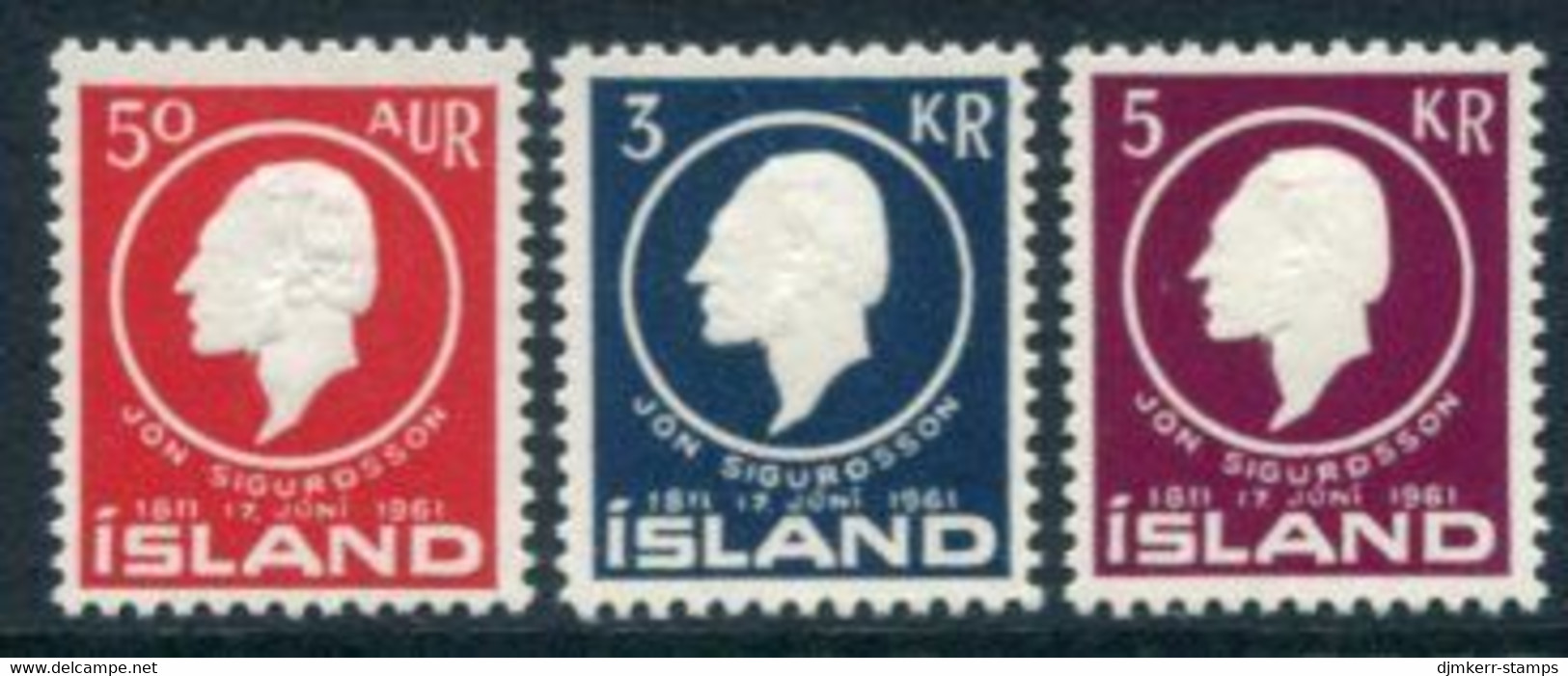 ICELAND 1961 Jon Sigurdsson MNH / **.  Michel 349-51 - Ungebraucht