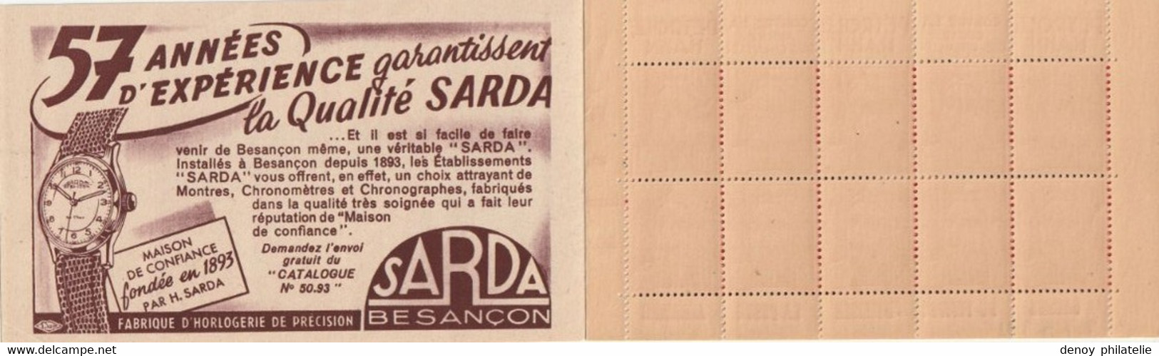 France Carnet Usage Courant Gandon Ref Yvert 813-C 1 Celui Ci Est Daté Et Avec Numéro De Feuille - Autres & Non Classés