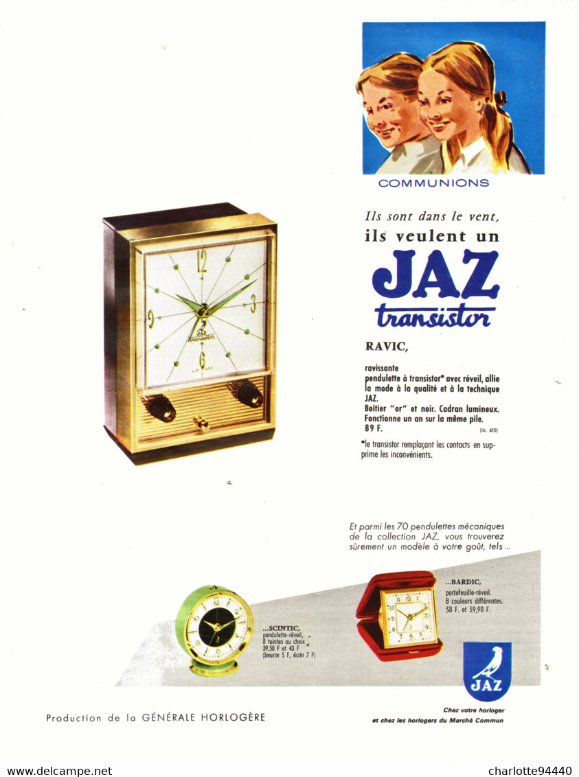 PUB REVEILS " JAZ TRANSISTOR  " De " JAZ " 1965 ( 28 ) - Sveglie