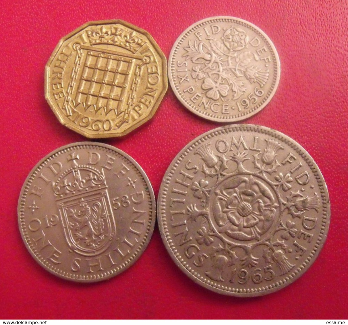 Grande-Bretagne. Lot De 4 Pièces : 3, 6 Pence. 1, 2 Shilling. 1956/1965 - Andere & Zonder Classificatie