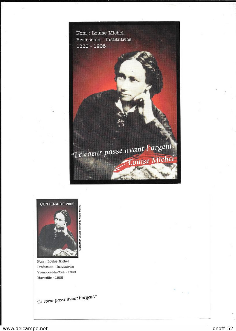 LOUISE MICHEL   AVEC ENVELOPPE CENTENAIRE 1905 - Famous Ladies