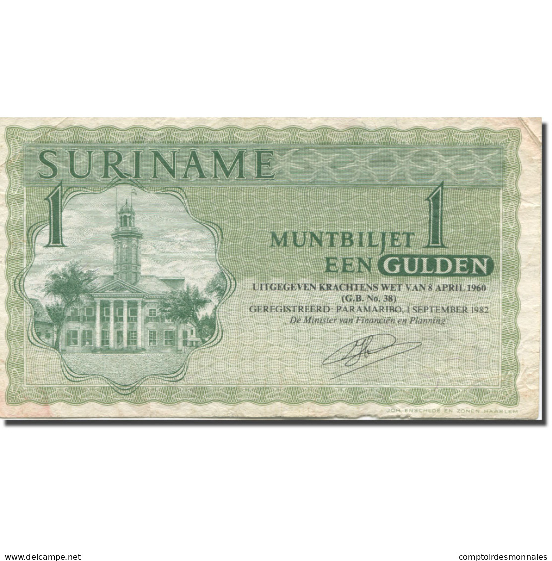 Billet, Surinam, 1 Gulden, 1982, 1982-09-01, KM:116f, TTB - Surinam