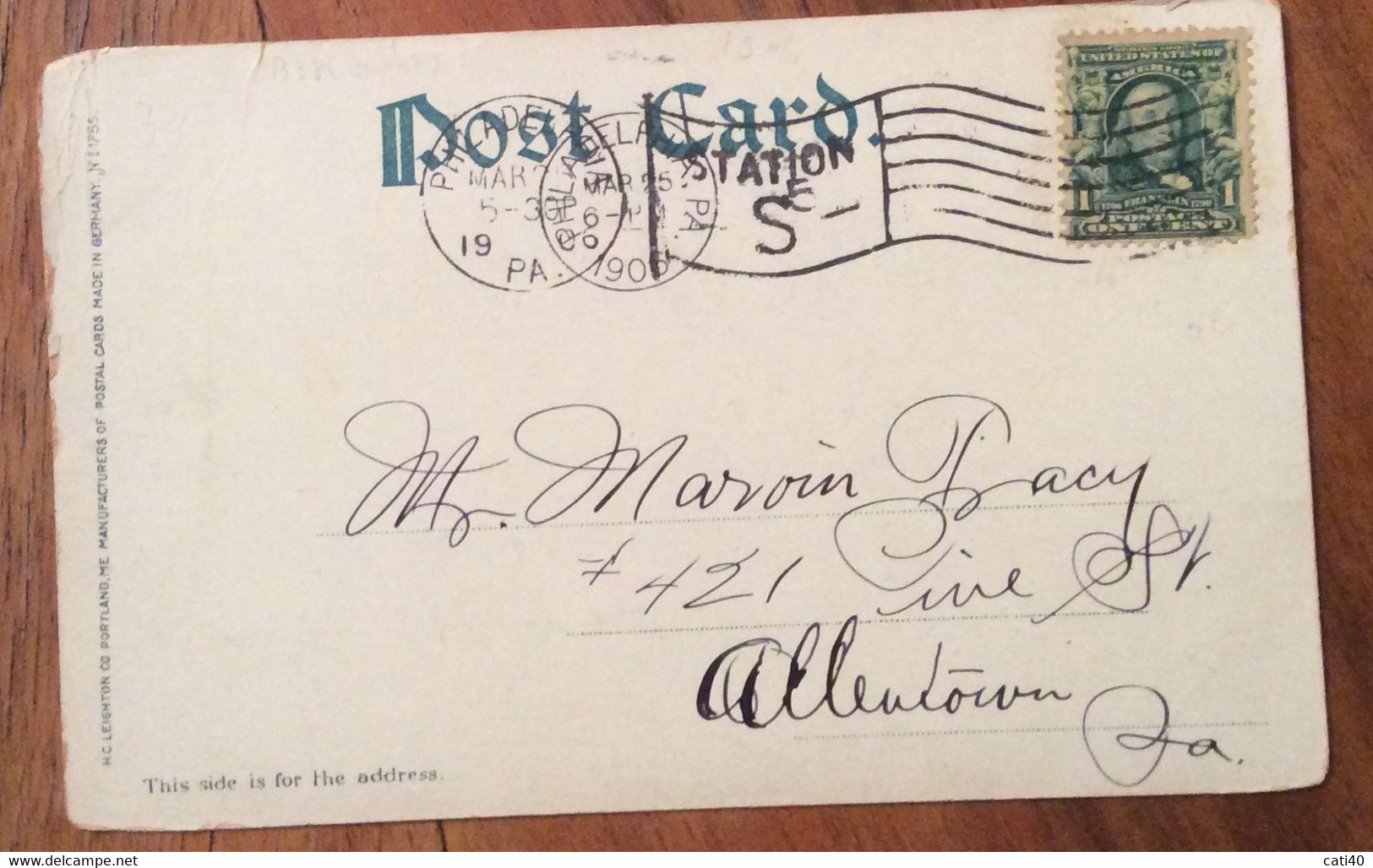USA - PHILADELPHIA,PA THE MINT  - VINTAGE POST CARD MAR 25 1906 - Fall River