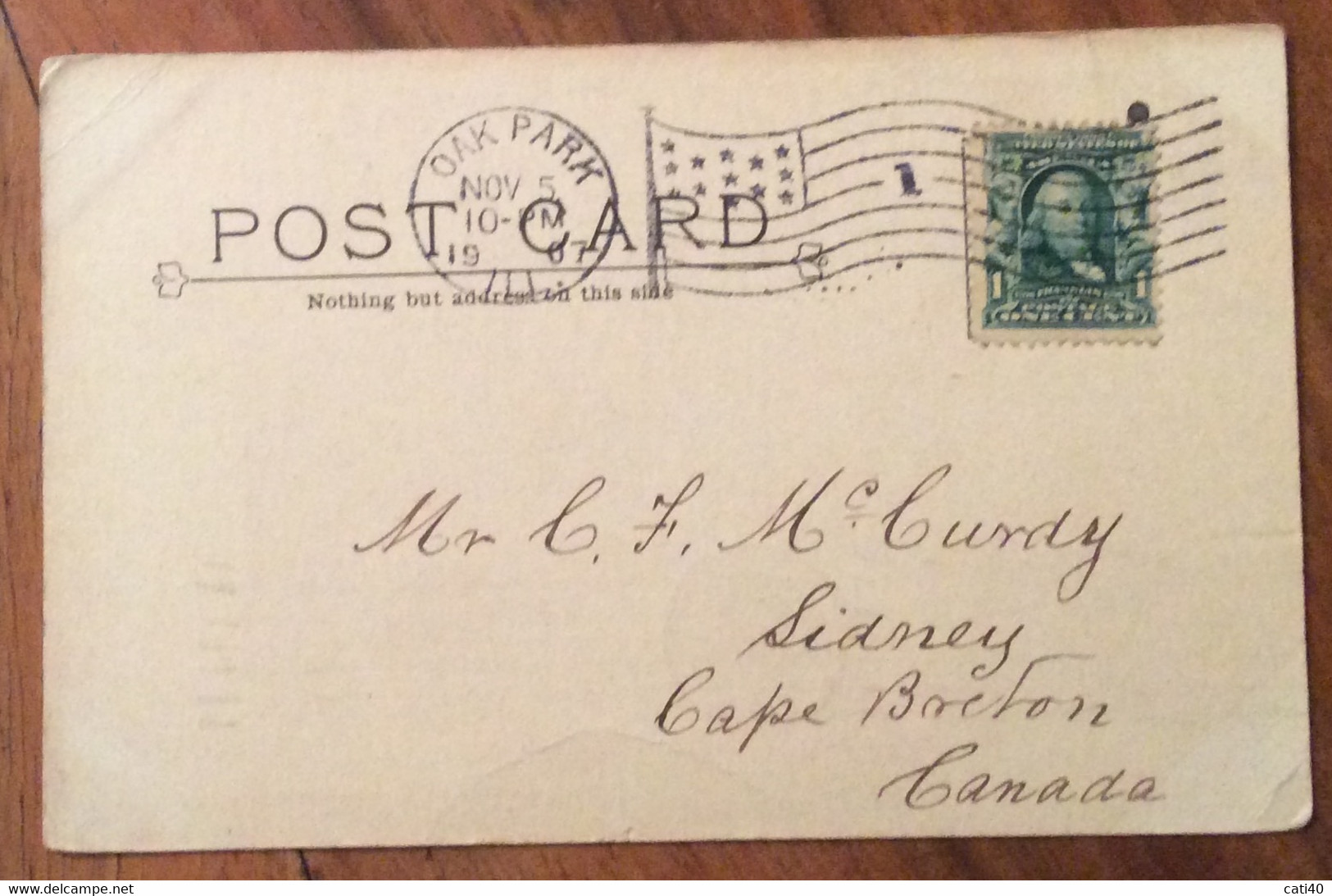 USA - FIRST  PRESBYTERIAN CHURCH  OAK PARK  - VINTAGE POST CARD NOV 5 1907 - Fall River