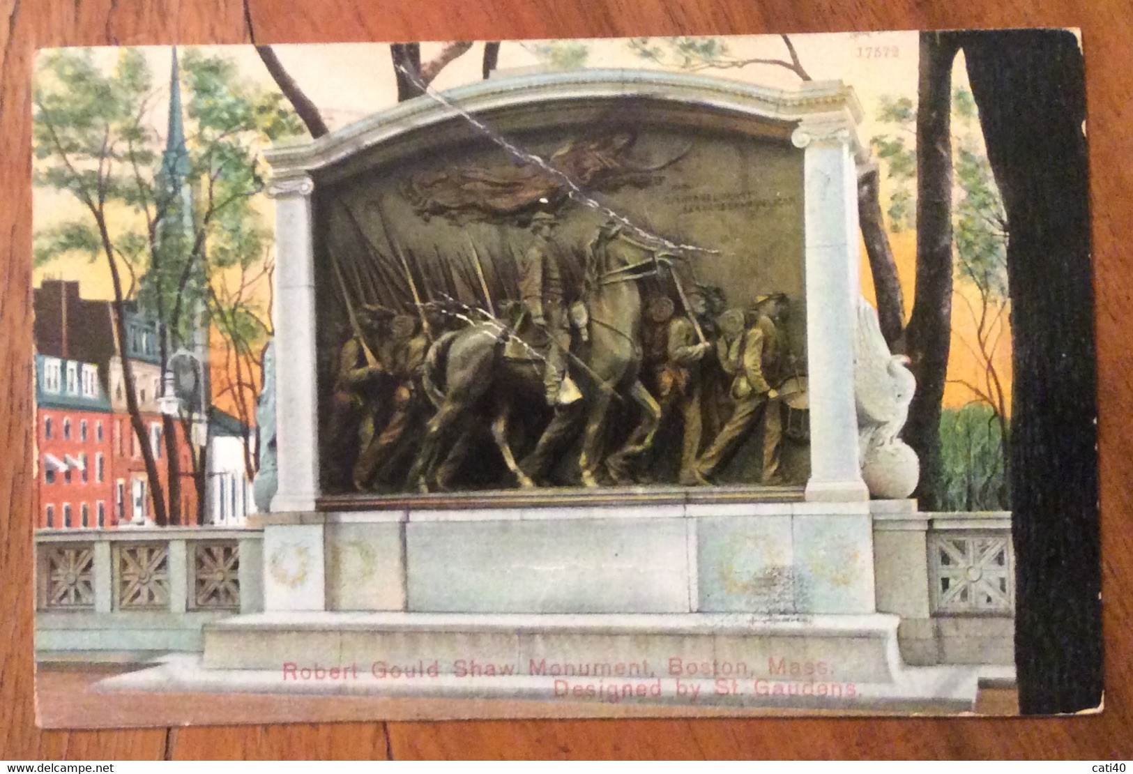 USA -  ROBERT GOULD SHAW MONUMENT BOSTON - VINTAGE POST CARD TO TORINO ITALY 15 JUL  1908 - Fall River