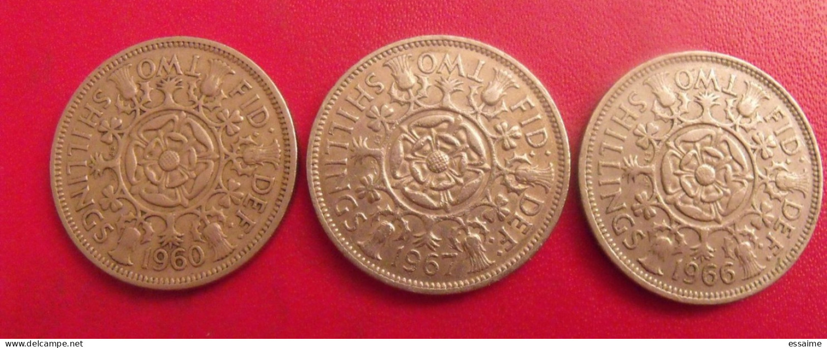 Grande-Bretagne. Lot De 3 Pièces : 2 Shillings. 1960, 1966, 1967. Elizabeth II - Andere & Zonder Classificatie