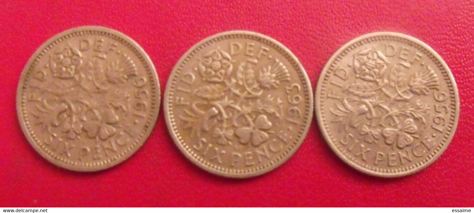 Grande-Bretagne. Lot De 3 Pièces : 6 Pence. 1956, 1956, 1963. Elizabeth II - Autres & Non Classés