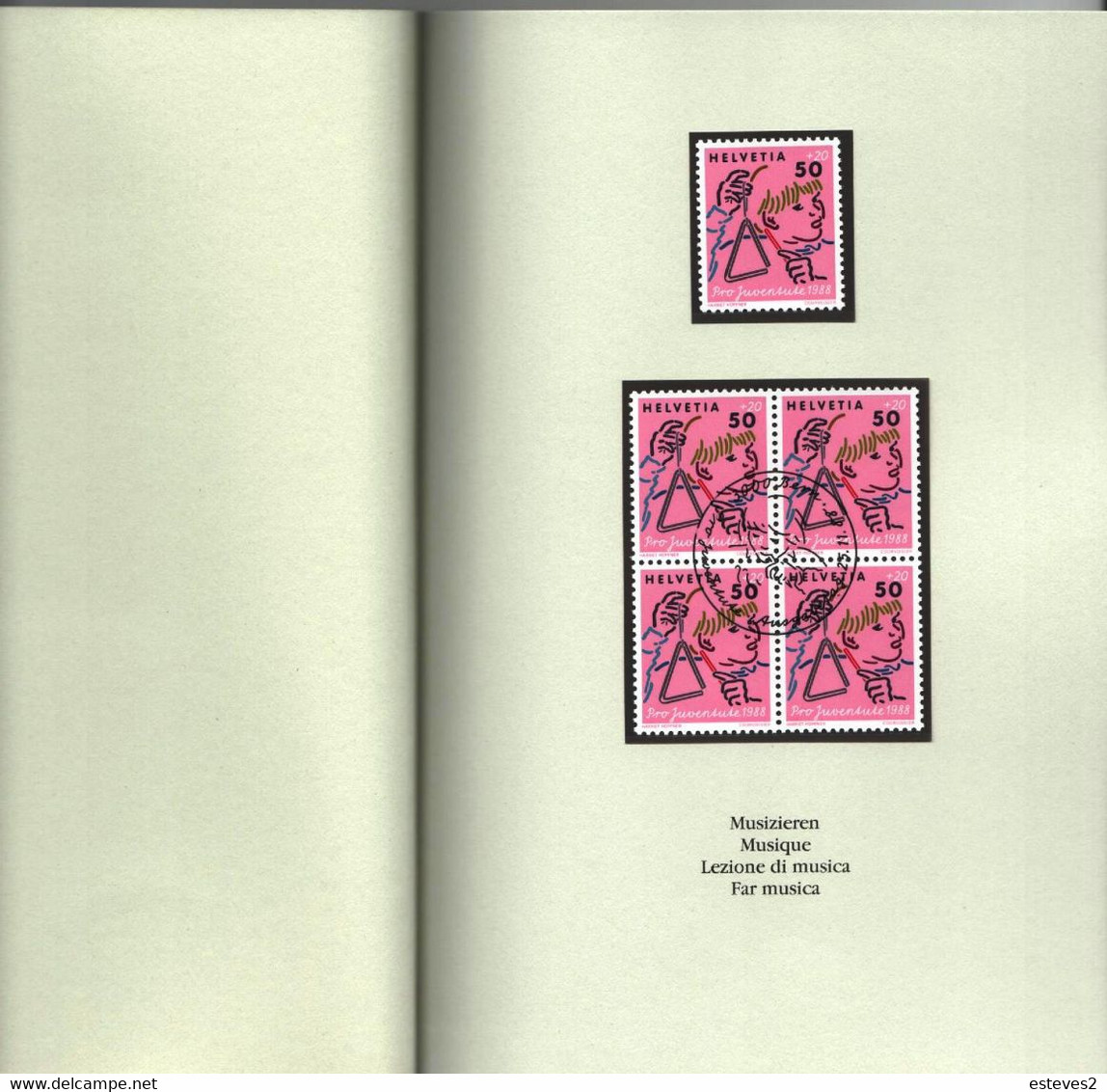 Switzerland , Suisse , PTT Book , Pro Juventude Issued In 1988 , Youth , 4 Unused Stamps  , 4 Blocks With Postmark - Marionnetten