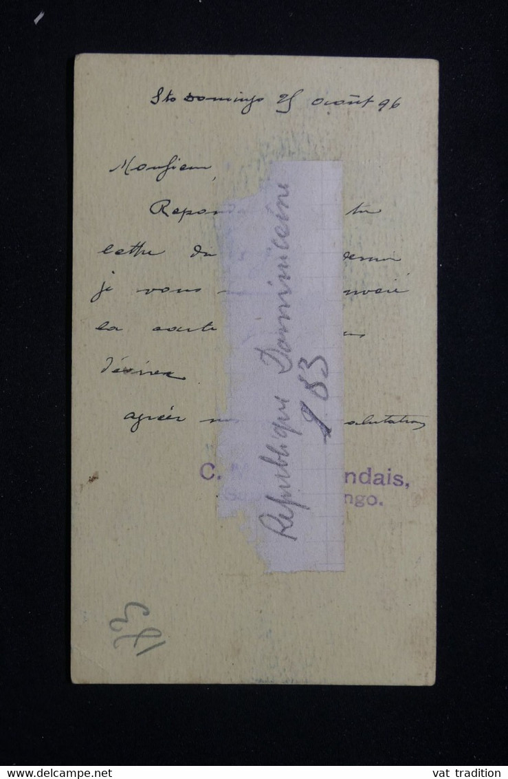 DOMINIQUE - Entier Postal De St Domingo Pour La France Via Porto Rico En 1896 - L 87473 - República Dominicana