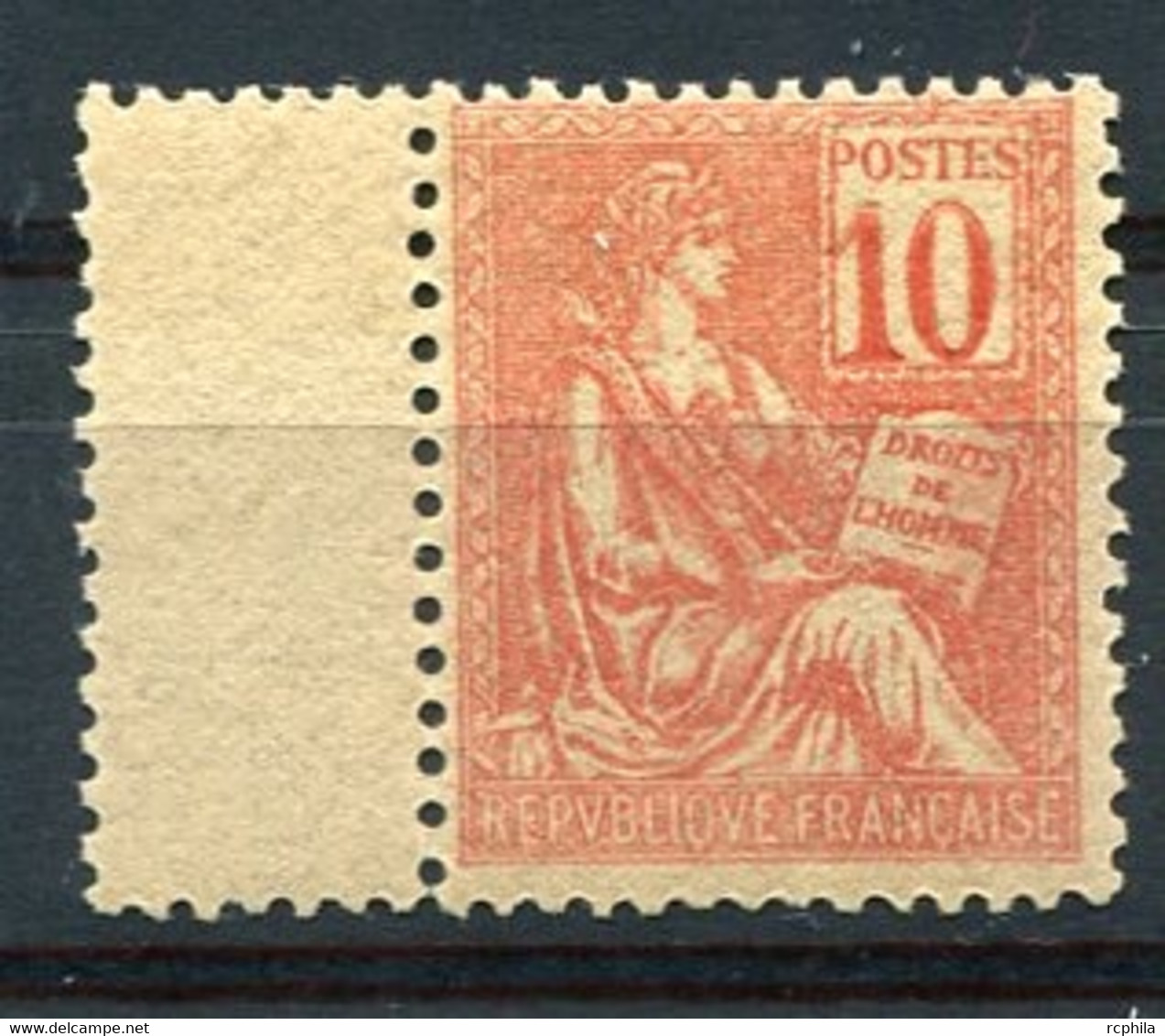 RC 20114 FRANCE COTE 225€ N° 112a MOUCHON VARIÉTÉ CHIFFRE 1 DÉPLACÉ TOUCHANT LE CADRE NEUF ** MNH TB - 1900-02 Mouchon