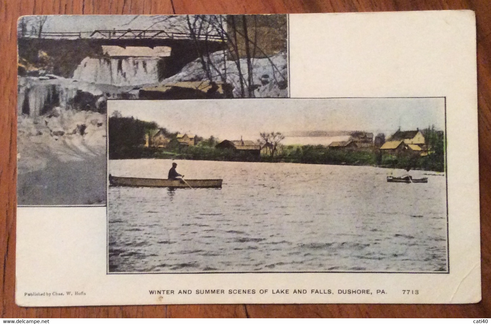 USA - DUSHORE - WINRE AND SUMMER SCENES OF LAKE  AND FALLS  - VINTAGE POST CARD DUSHORE 23 Aug 1907 + ATHENS - Fall River