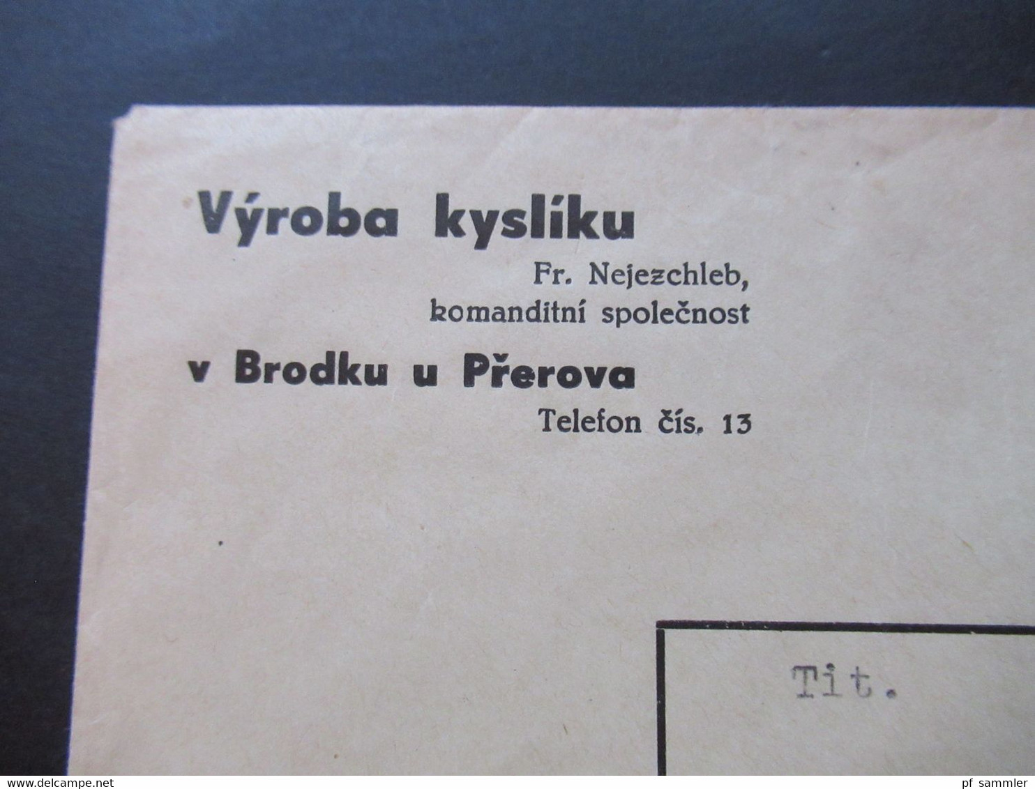 Böhmen Und Mähren 1942 Hitler Nr. 94 EF Umschlag Vyroba Kysliku Fr. Nejezchleb Komanditni Spolecnost V Brodku U Prerova - Briefe U. Dokumente