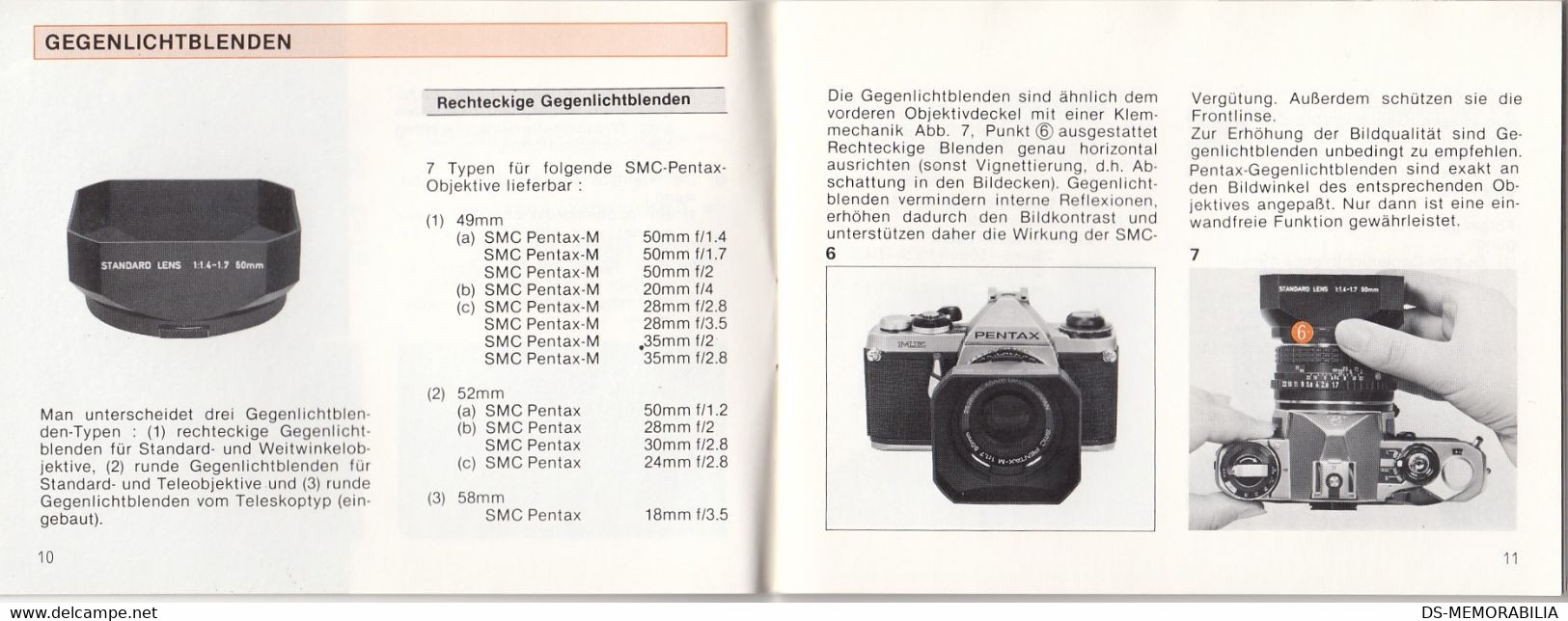Asahi Pentax SMC Objectives Manual Instructions Book Prospect - Other & Unclassified