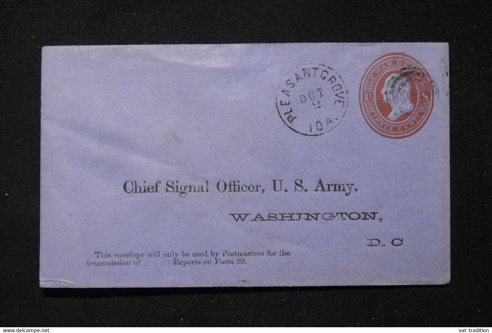 ETATS UNIS - Entier Postal De Pleasant Grove Pour Chief Signal Officier US  Army à Washington - L 87487 - ...-1900