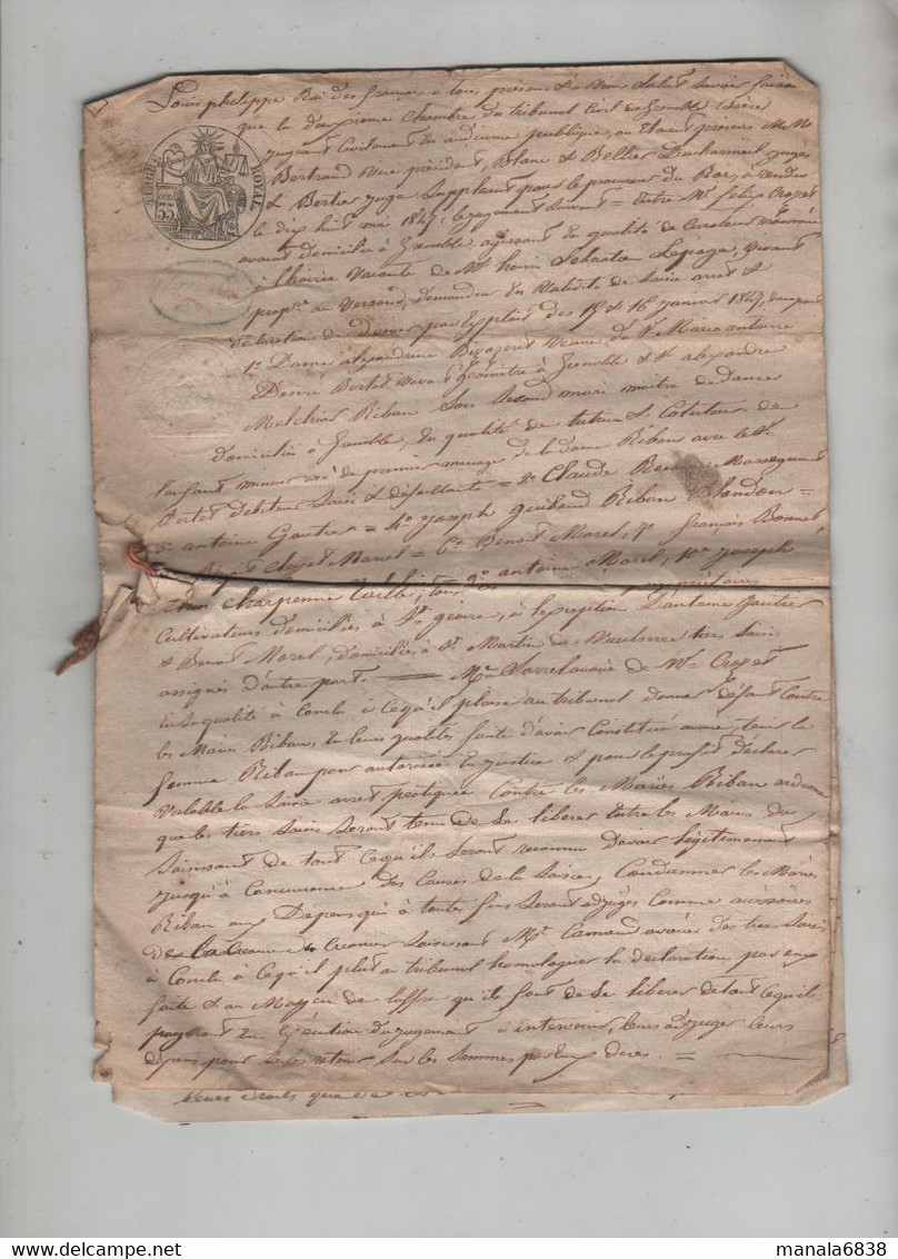 Acte 1847 Crozet Lepage Au Versoud Dizazeret Bertet Riban Ribau - Documents Historiques