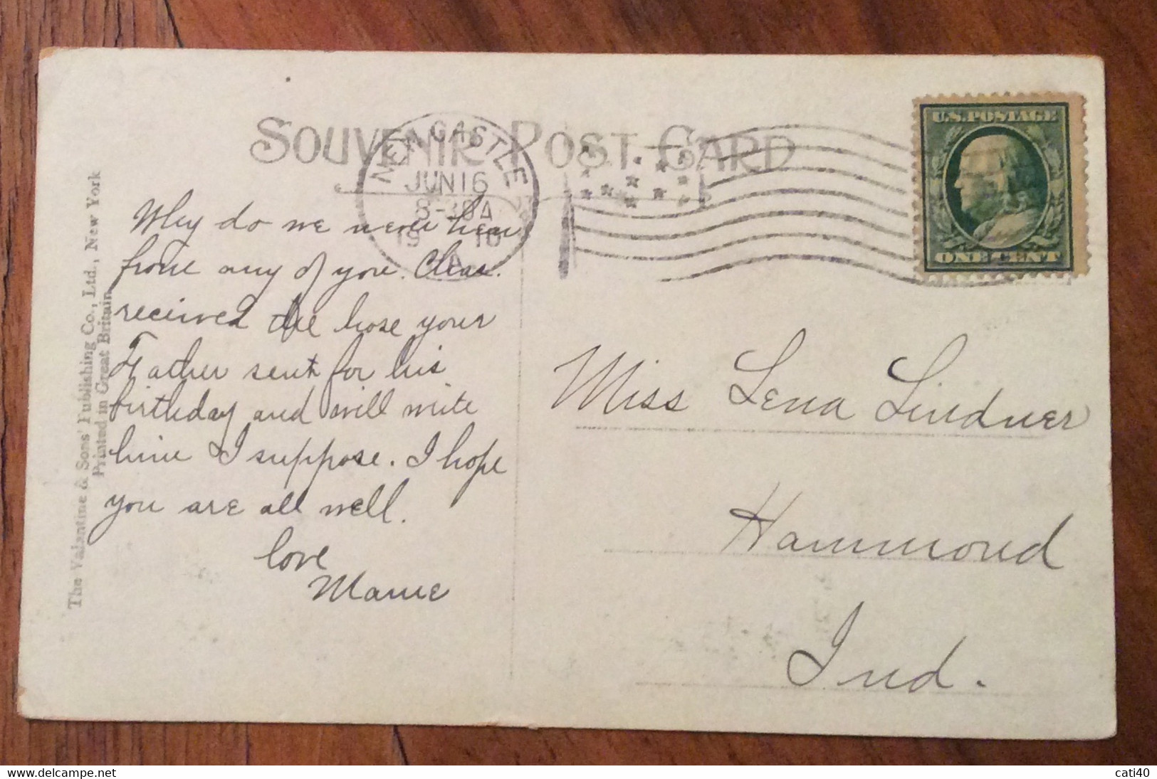 USA - FIRST PRESBYTERIAN CHURCH NEW CASTLE   - VINTAGE POST CARD  JUN 16  1910 - Fall River