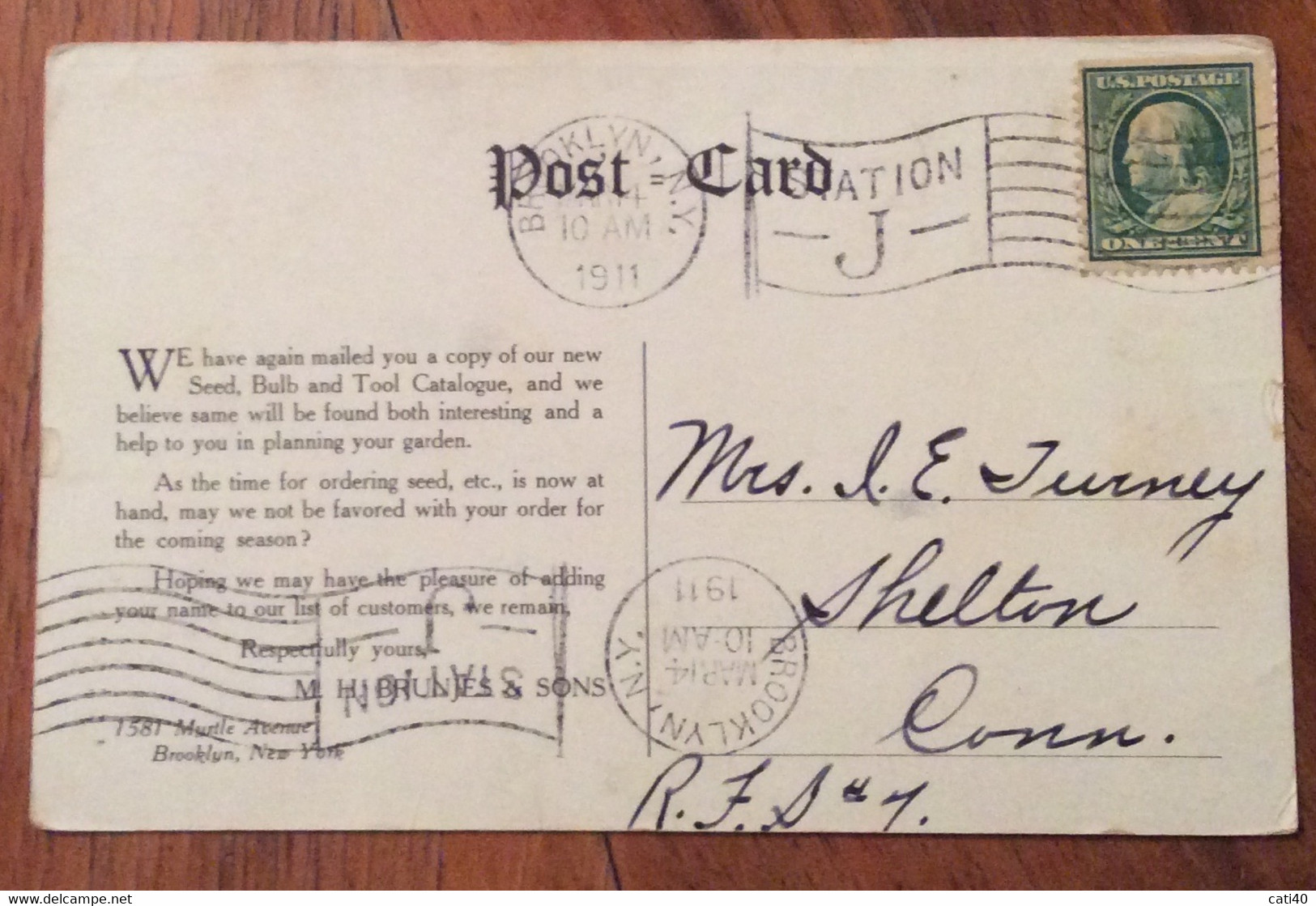 USA - PUBBLICTA' ADVERSITING OF THE  M.H.BRUNJES & SONS - BROOKLYN - VINTAGE POST CARD  MAR 11  1911 - Fall River