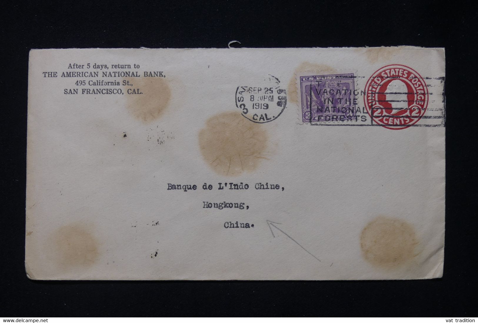 ETATS UNIS.- Entier Postal Commercial De San Francisco + Complément Pour Hong Kong En 1919 - L 87504 - 1901-20