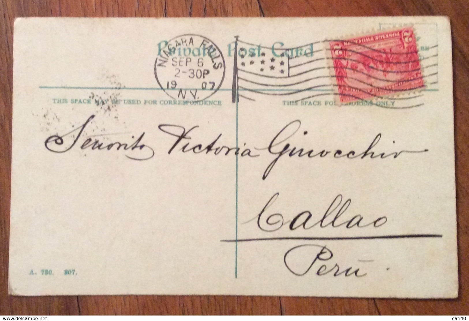 USA - PUBBLICTA' ADVERSITING OF THE  QUEENS PARK BAZAAR  NIAGARA FALLS - VINTAGE POST CARD TO CALLAO PERU'  1907 - Fall River