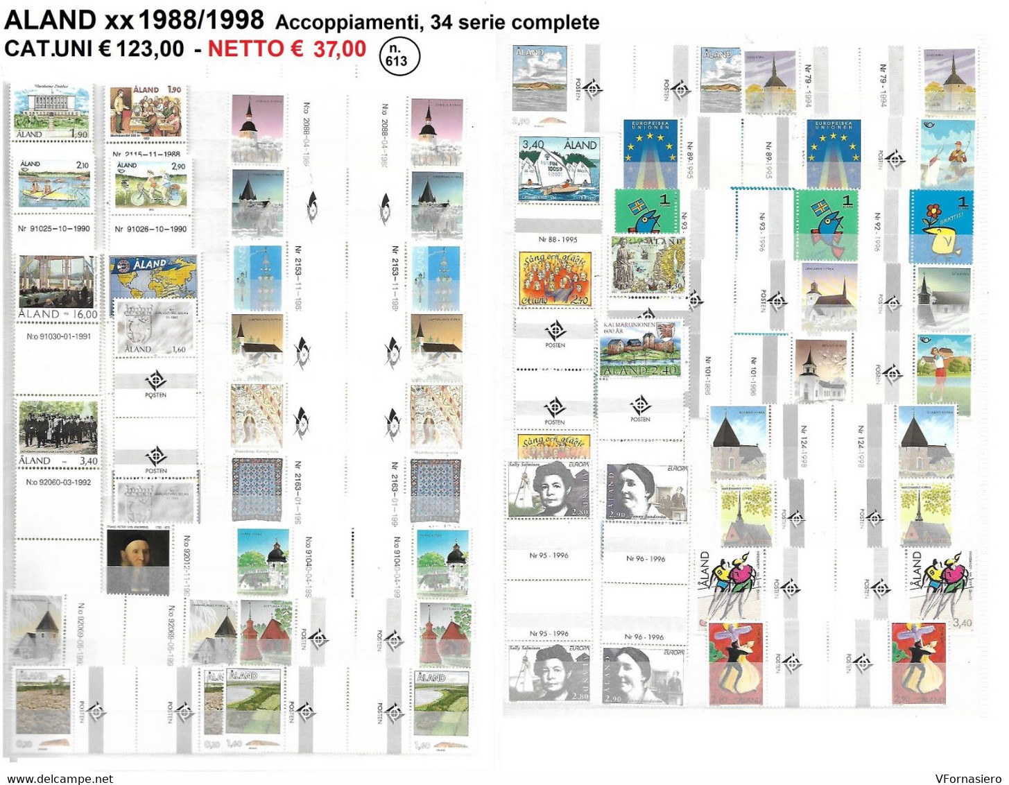 ALAND **1988/1998 LOTTO ACCOPPIAMENTI, 34 SERIE COMPLETE - Colecciones & Series