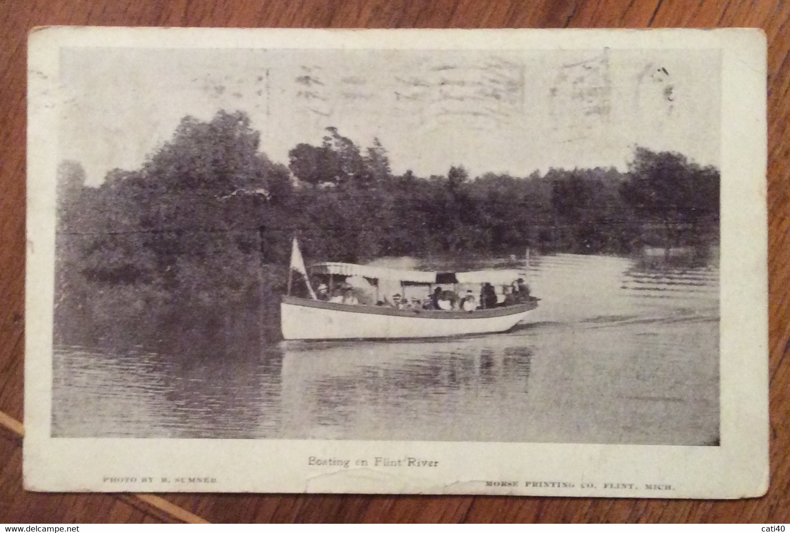 USA - BOATING EN FLINT RIVER  - VINTAGE POST CARD TO FLINT 23 DEC 1908  - IN BARCA SUL FIUME FLINT - Fall River