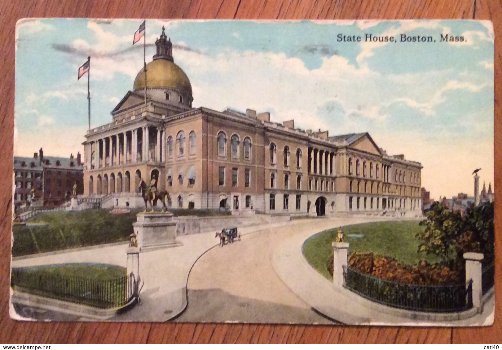 USA - STATE HOUSE BOSTON   - VINTAGE POST CARD  BOSTON  AUG 22 1913 - Fall River
