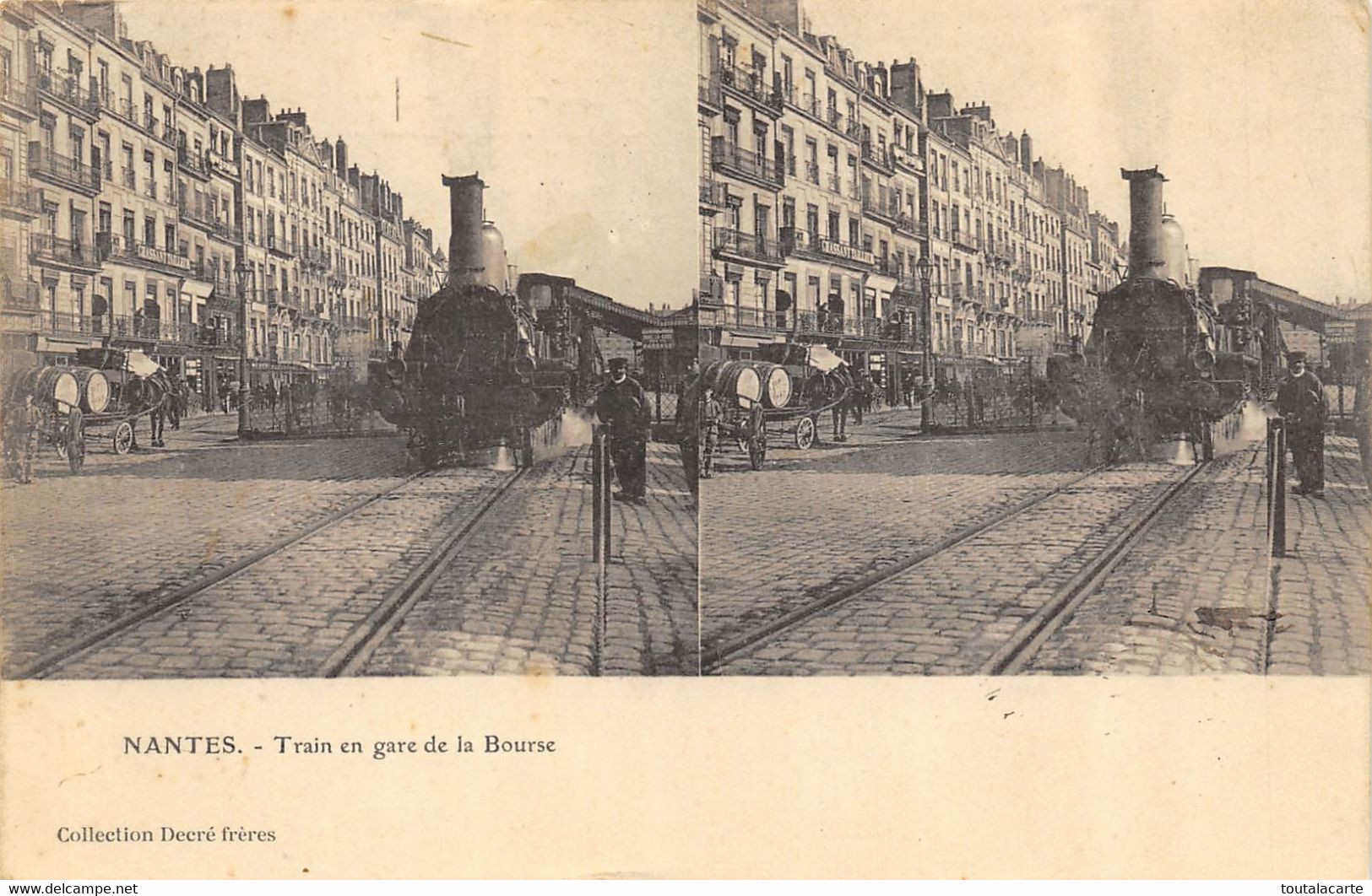 CPA 44 NANTES TRAIN EN GARE DE LA BOURSE - Nantes