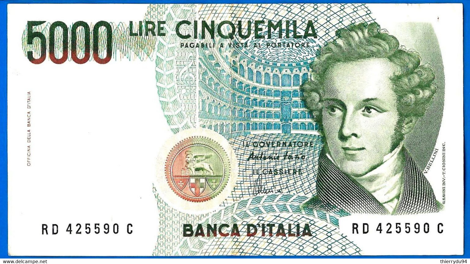 Italie 5000 Lire 1985 Que Prix + Port Bellini Italia Lires Paypal Bitcoin OK - 5000 Lire