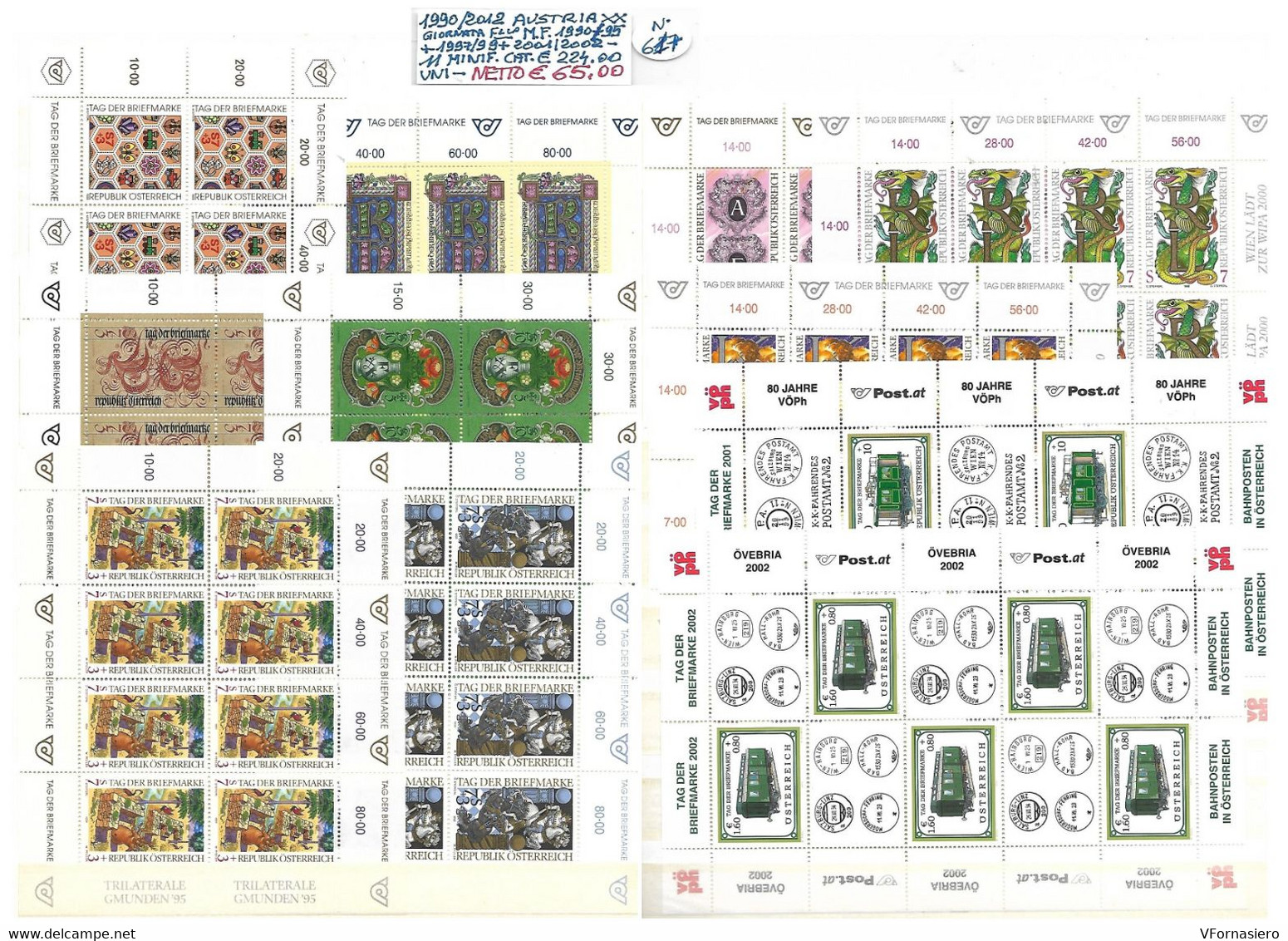 AUSTRIA **1990/2012, GIORNATA DEL FRANCOBOLLO, 11 MINIFOGLI - Ganze Jahrgänge