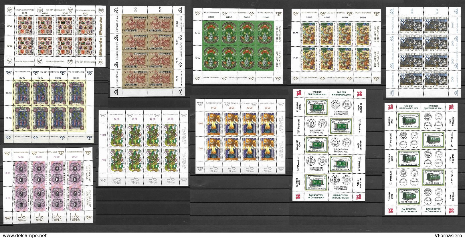 AUSTRIA **1990/2012, GIORNATA DEL FRANCOBOLLO, 11 MINIFOGLI - Ganze Jahrgänge