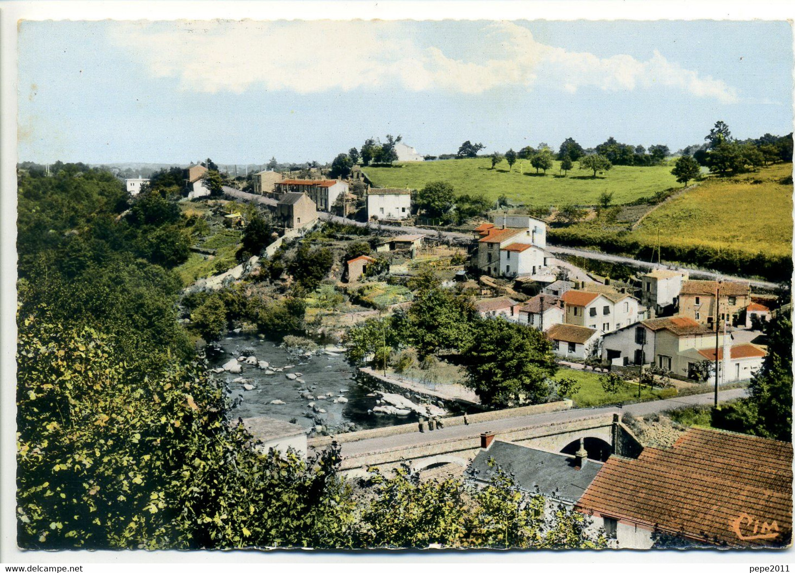 CPSM 85 CHANVERRIE - ROCHARD  - Vallée De La Sèvre - Pont, Village  - Vue Peu Commune - Mortagne Sur Sevre