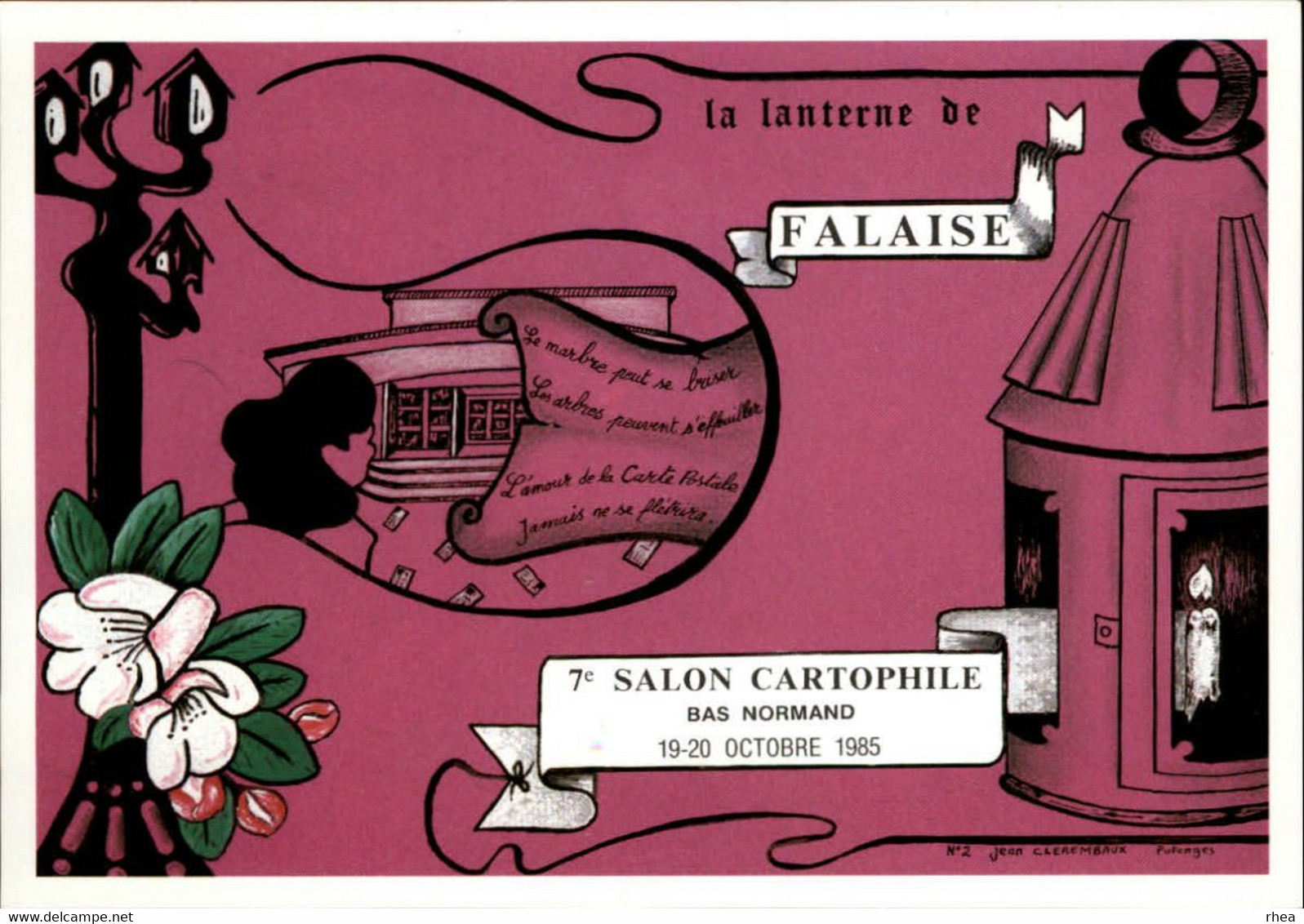 SALONS DE COLLECTIONS - Salon De Cartes Postales Et Du Timbre - 14 FALAISE - 1985 - Dessin De Clérembaux - Bourses & Salons De Collections