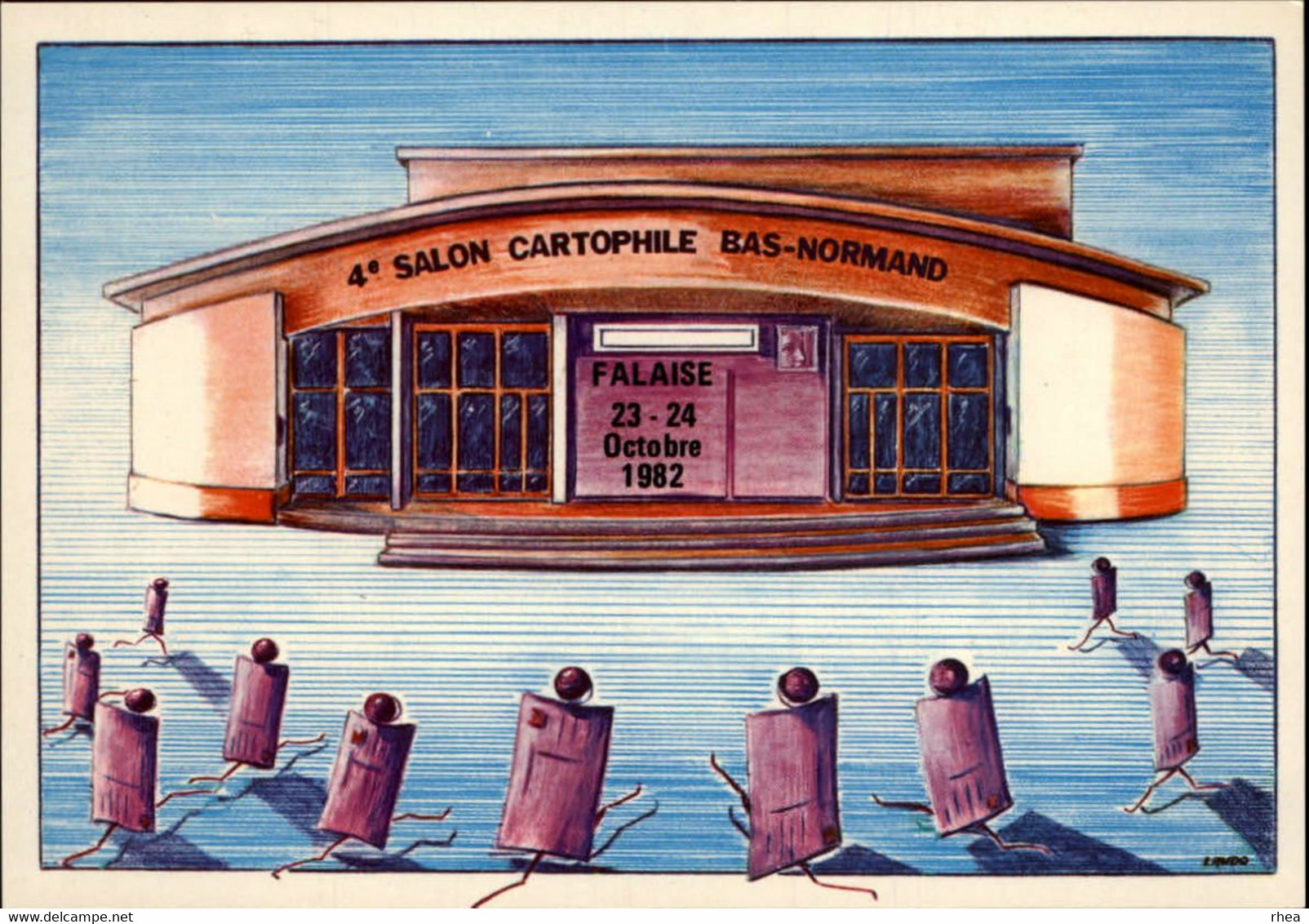 SALONS DE COLLECTIONS - Salon De Cartes Postales Et Du Timbre - 14 FALAISE - 1982 - Dessin De Laudo - Bourses & Salons De Collections