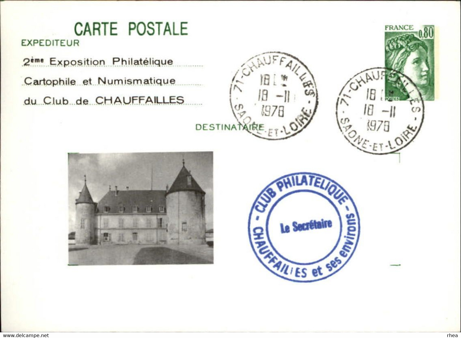 SALONS DE COLLECTIONS - Salon De Cartes Postales - Exposition Philatélique - 71 CHAUFFAILLES - 1978 - Bourses & Salons De Collections