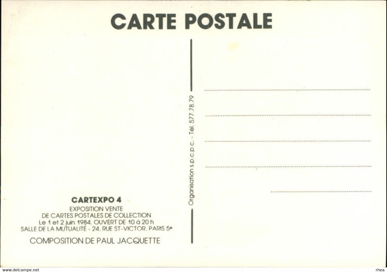 SALONS DE COLLECTIONS - Salon De Cartes Postales - Paris - Cartexpo - Dessin De Jacquette - 1984 - Bourses & Salons De Collections