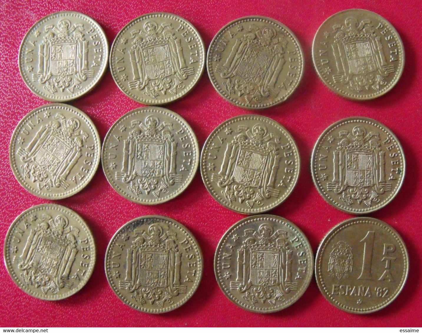 Espagne Spain Espana. Lot De 12 Pièces De 1 Peseta 1975, 1980. Carlos 1 - 1 Peseta