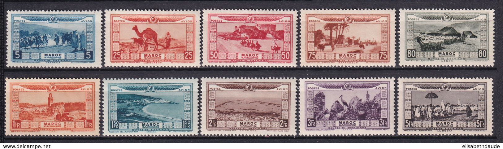 MAROC - 1928 - POSTE AERIENNE - SERIE COMPLETE YVERT N° 12/21 * MH - COTE 2022 = 70 EUR. - Unused Stamps